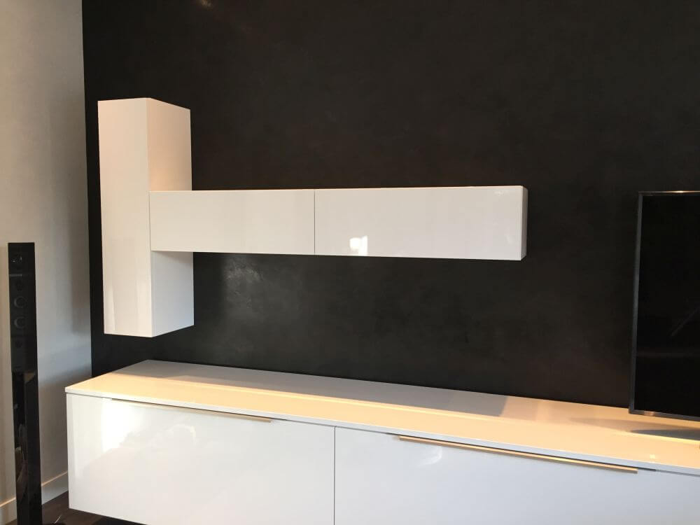WOhnzimmerschrank mit Lowboard in weiß Hochglanz